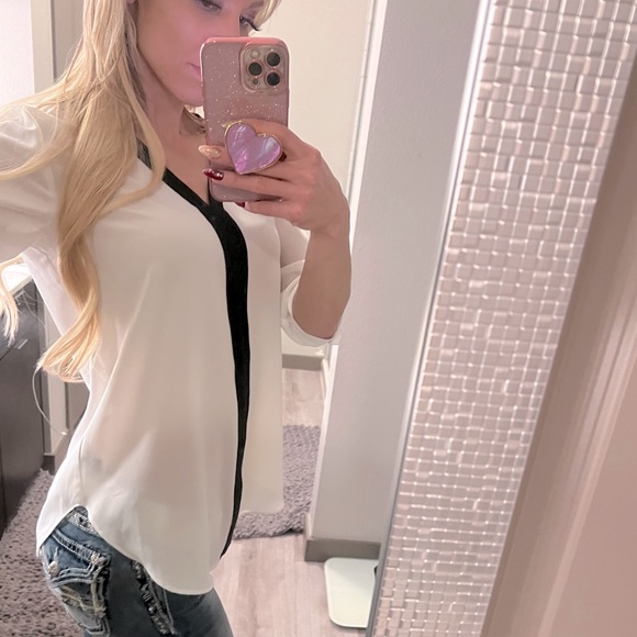 NWT BCX Medium White Sheer Blouse Business Casual - Picture 1 of 7